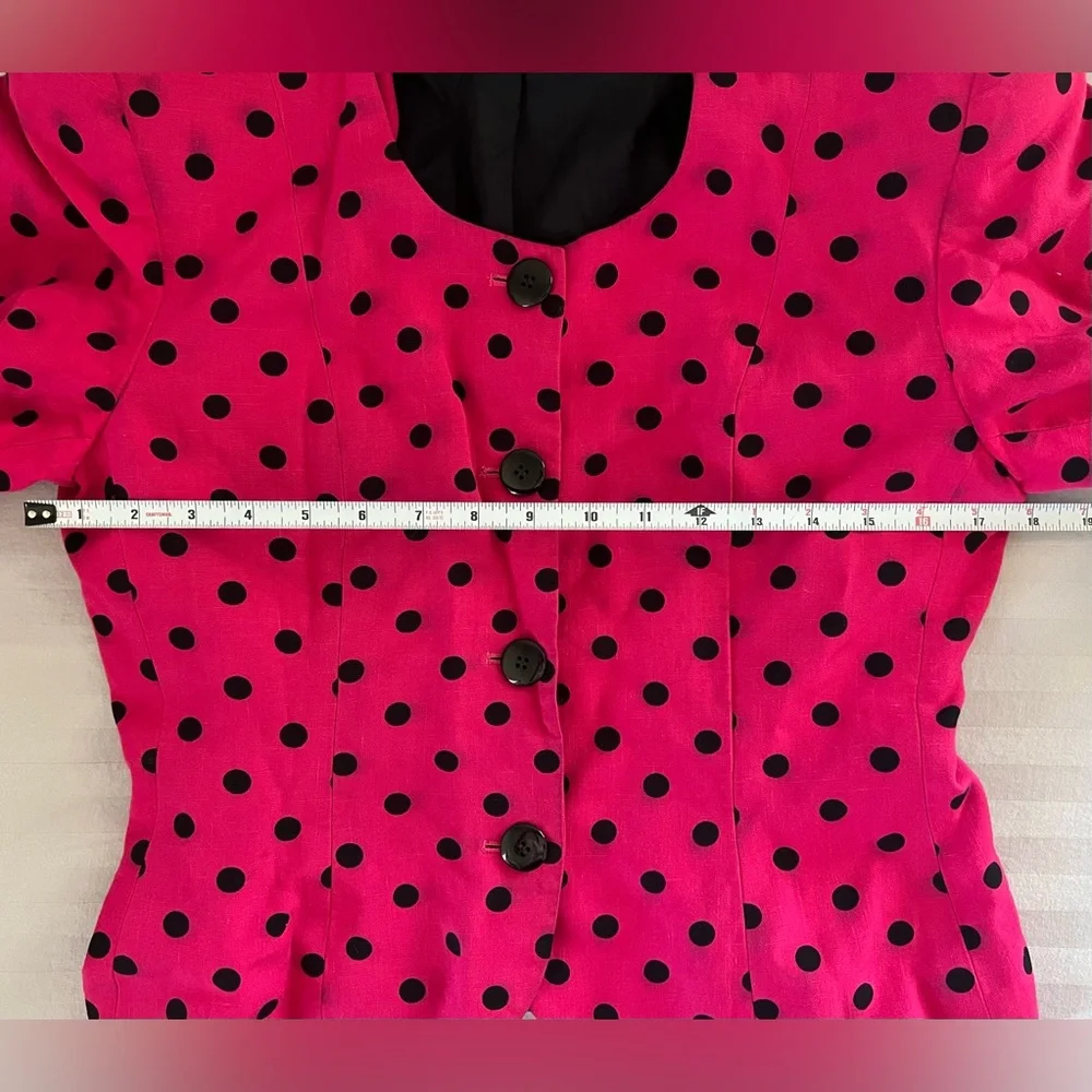Vintage Christian Dior The Suit Pink Polka Dot Button Jacket